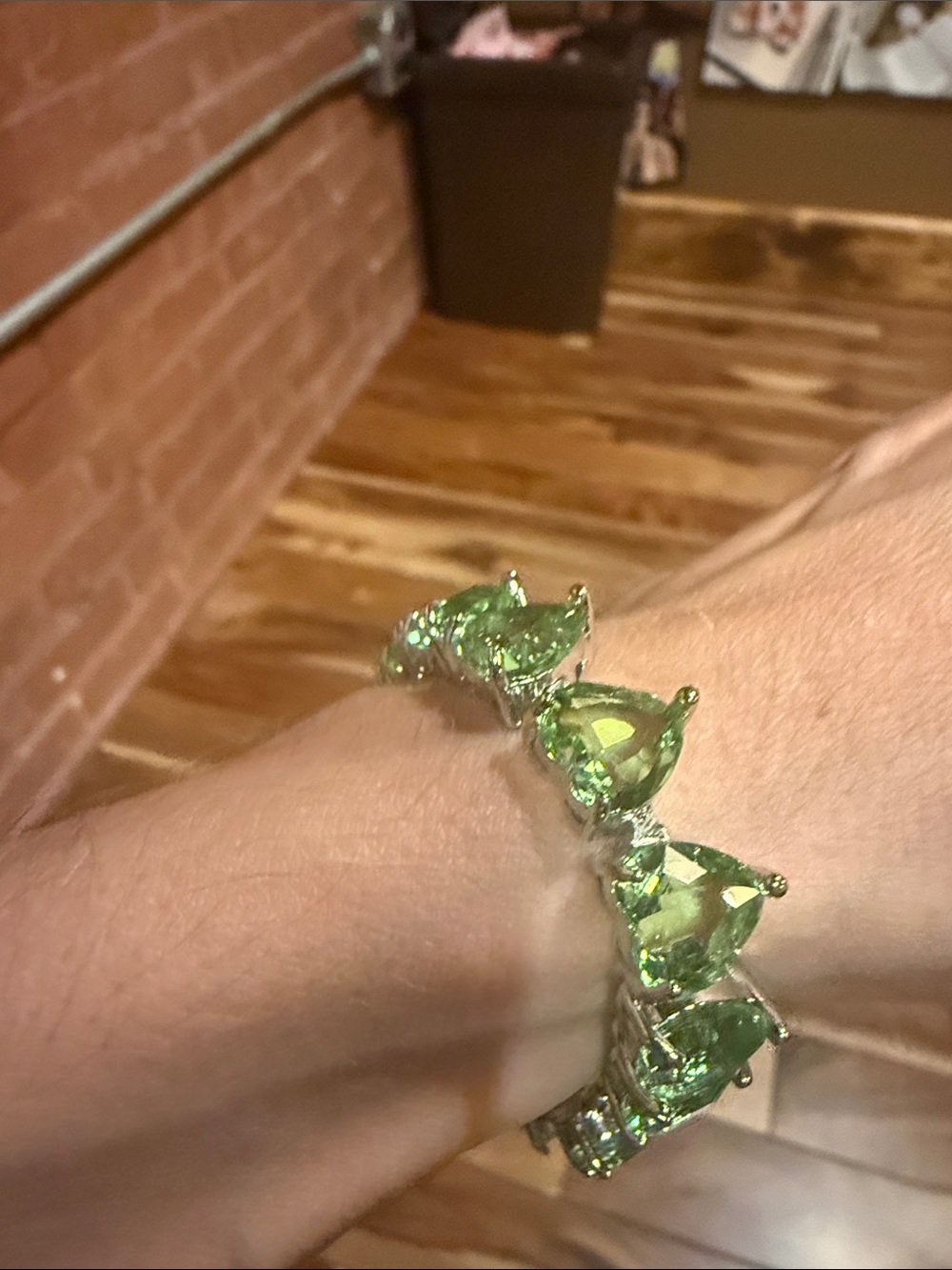 Green heart shaped GEM  Crystal Bracelet - Women's Jewelry